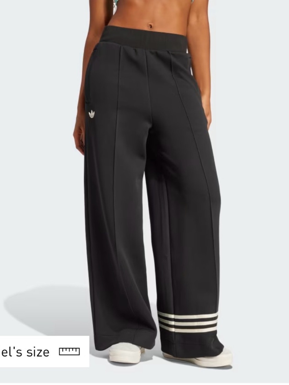 adidas Black Wide-Leg Track Pants with White Stripes